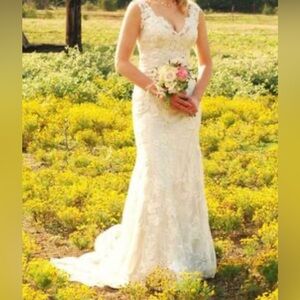 Beautiful Satin and Floral Lace Bridal Gown.